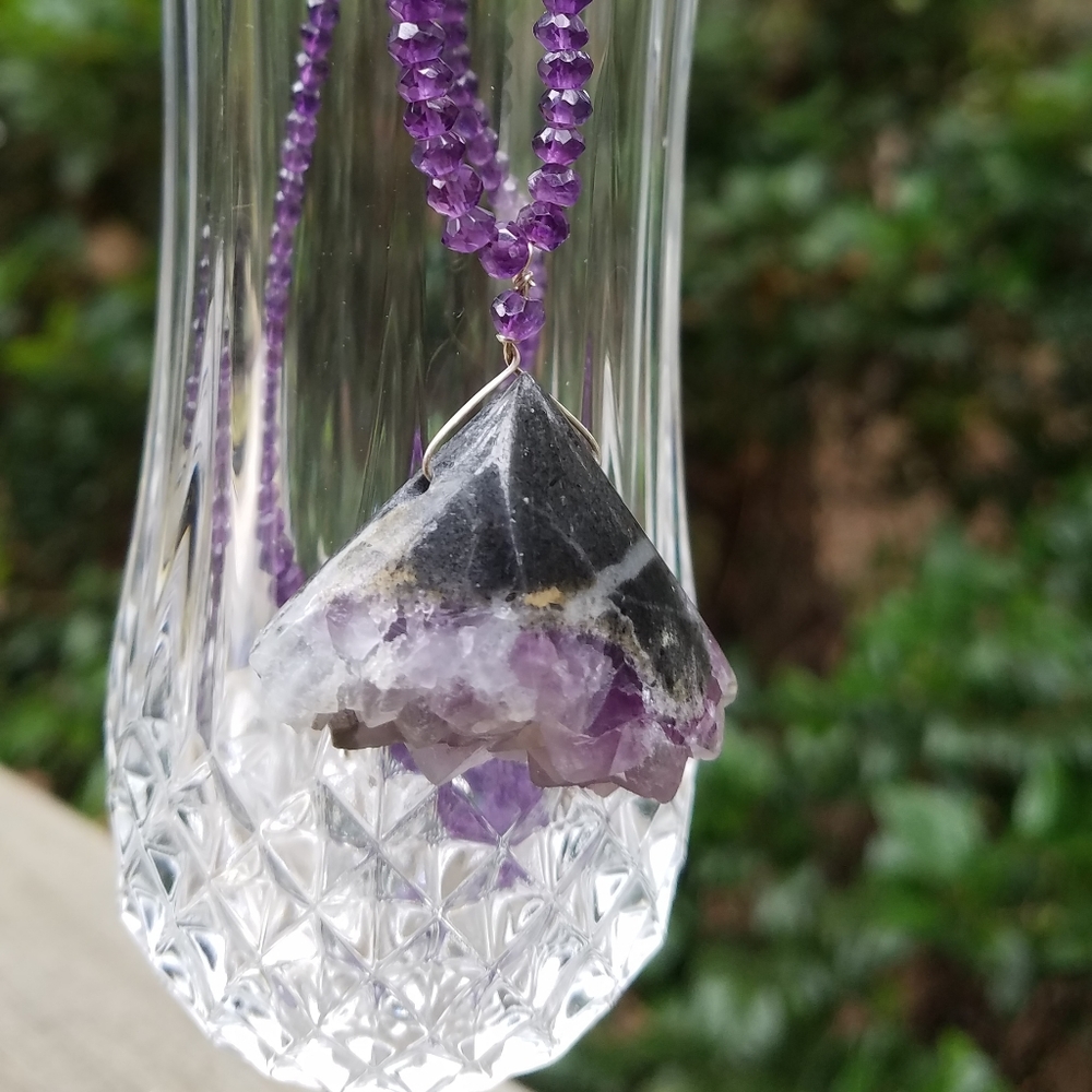 Natural Fluorite druzy geode pendant necklace